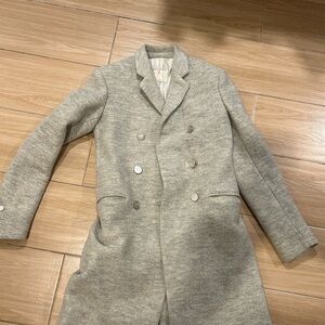 Brooks Brothers Gray Double-Breasted Wool Pea Coat